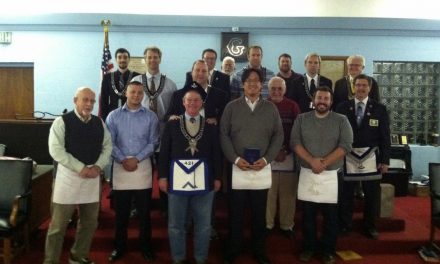 James Bose, Allen Huang, and Travis Wolf raised to Master Mason