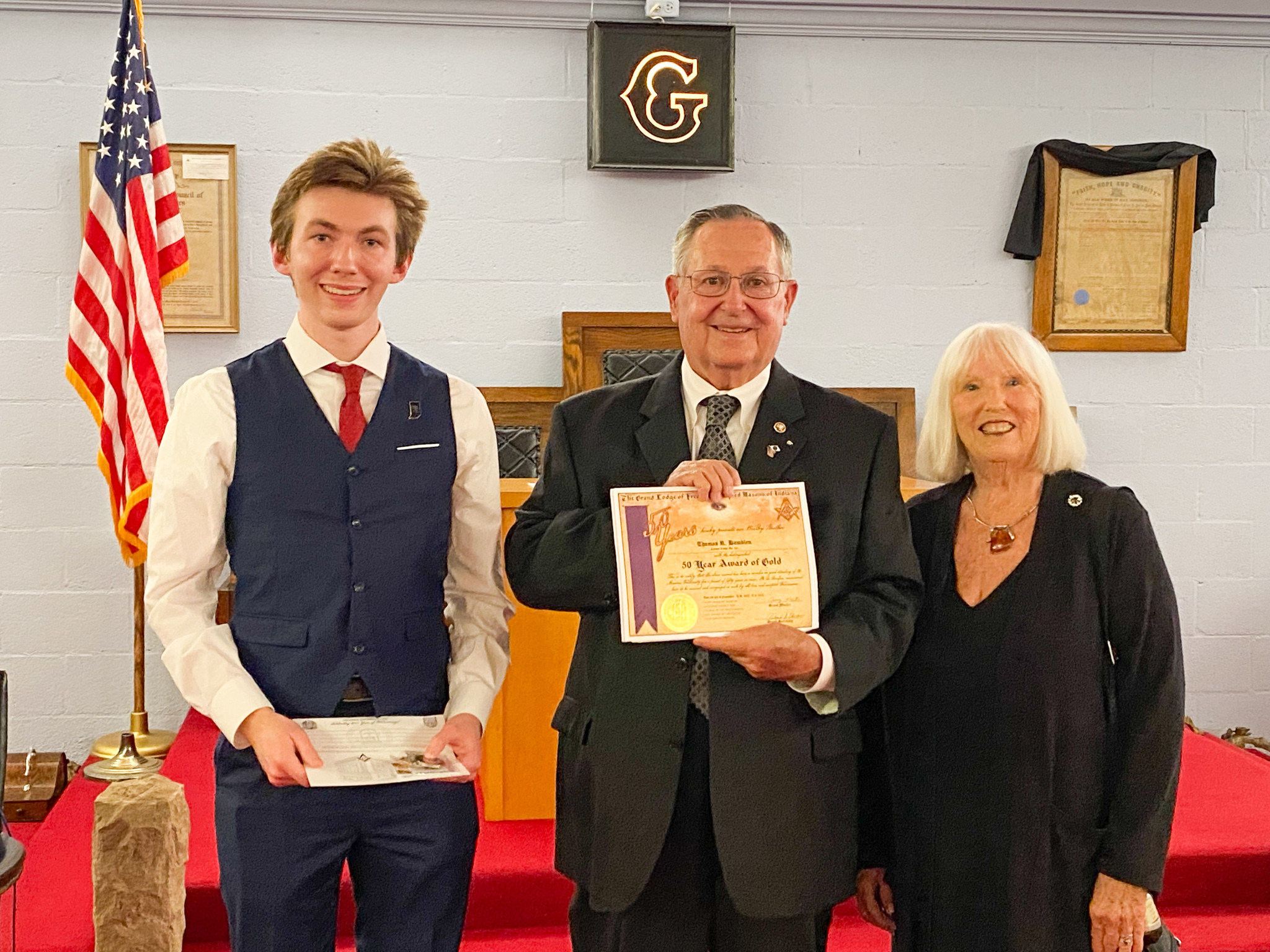 Award of Gold Presented to Brother Andrew Prather