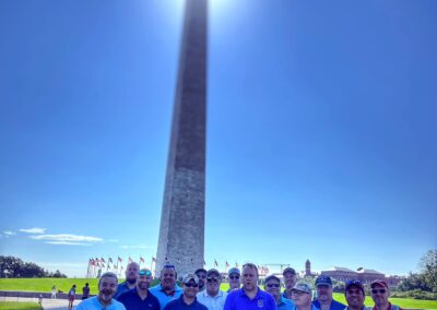 Carmel #421 trip to Washington, DC - at Washington Monument with the morning sun