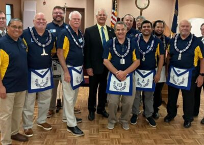 Officers and Masons from Carmel #421 Masonic Lodge participated in the Grand Lodge of Indiana's 'All Day Degree' event on Oct 26, 2024.